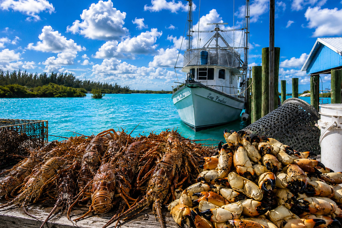 Commercial spiny lobster fishing industry in Spanish Wells, Eleuthera, The Bahamas